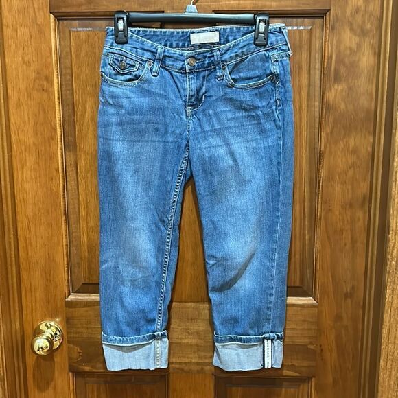 (3/$15)Banana Republic low rise denim capris size 1 petite or 25 petite. Stretch - Picture 1 of 11